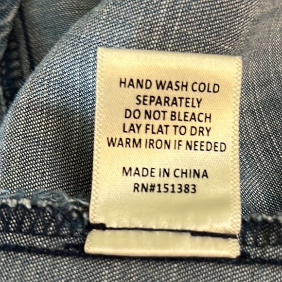 Current Air Blue Chambray Tie Neck Cutout Back Top - M - Picture 14 of 16